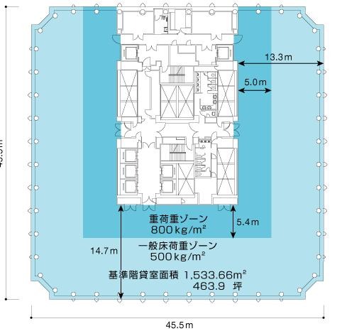 「愛宕グリーンヒルズMORIタワー」基準階平面図