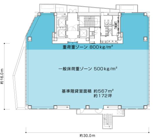 赤坂榎坂 5F 84.4坪（279.00m<sup>2</sup>）：基準階図面