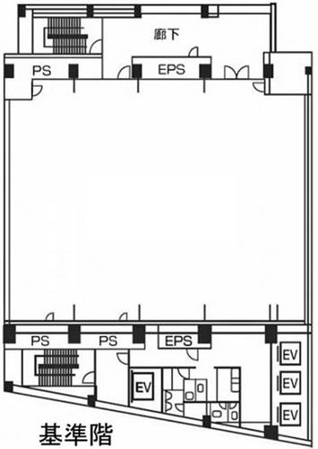 神宮前メディアスクエア B2F 287.95坪（951.89m<sup>2</sup>）：基準階図面