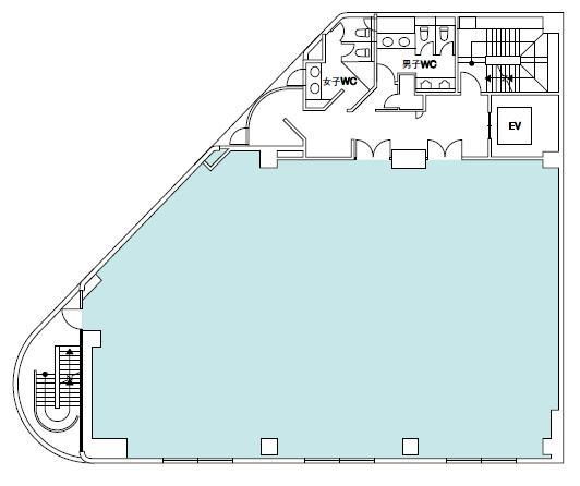 芝ケンブリッジビル 1F～6F 448.88坪（1483.89m<sup>2</sup>）：基準階図面
