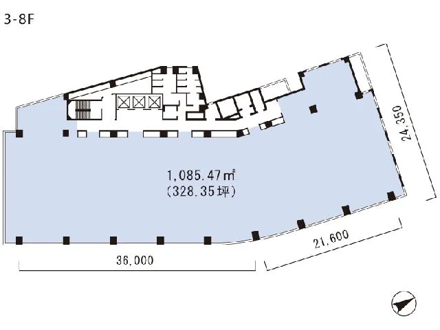 三番町東急ビル 3F 328.35坪（1085.45m<sup>2</sup>） 図面