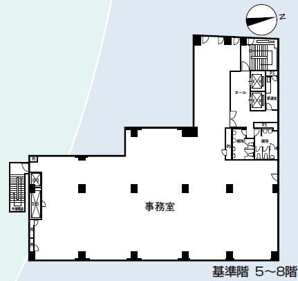 いちご三田ビル 5F 121.85坪（402.80m<sup>2</sup>）：基準階図面