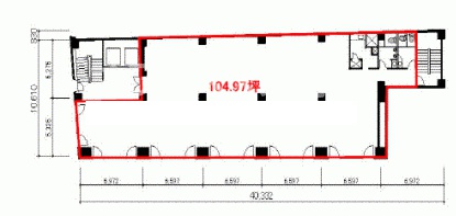 ヒューリック銀座1丁目ビル 3F 117.81坪（389.45m<sup>2</sup>）：基準階図面