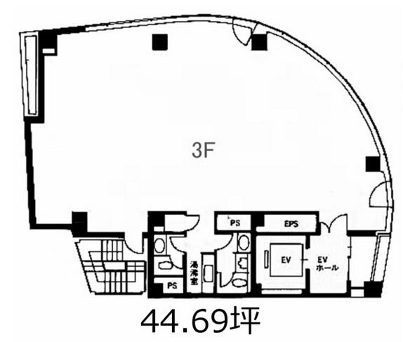 いちご西五反田 (旧)西五反田アクセスビル 3F 44.7坪（147.76m<sup>2</sup>） 図面