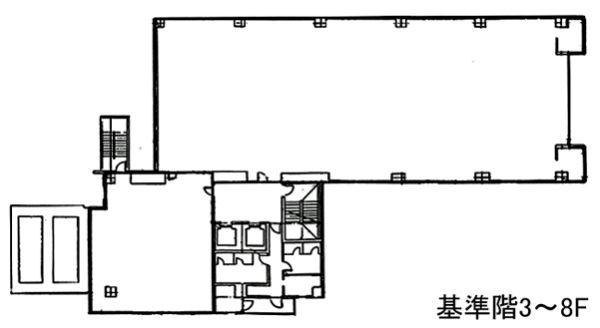 ACN芝大門(旧ユニゾ芝大門2丁目)ビル 3F 159.65坪（527.76m<sup>2</sup>）：基準階図面