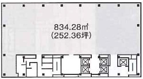 興和西新橋B棟ビル 2F 252.36坪（834.24m<sup>2</sup>）：基準階図面