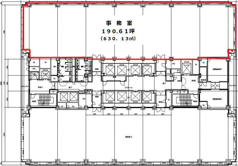 紀尾井町ビル 14F 190.61坪（630.11m<sup>2</sup>） 図面