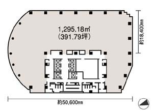 NBFプラチナタワー 8F 391.87坪（1295.43m<sup>2</sup>）：基準階図面