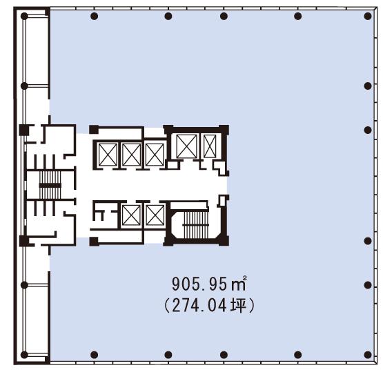 浜松町スクエア 10F 134.61坪（444.99m<sup>2</sup>）：基準階図面