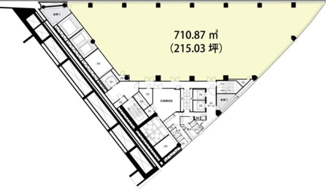 汐留アネックスビル 6F 215.03坪（710.84m<sup>2</sup>）：基準階図面