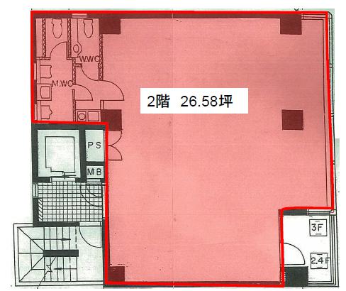 HKパークビルⅢ 3F 26.58坪（87.86m<sup>2</sup>）：基準階図面