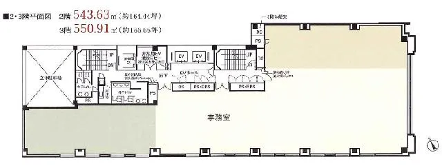 日本橋加藤ビルディング 2F 164.44坪（543.60m<sup>2</sup>） 図面