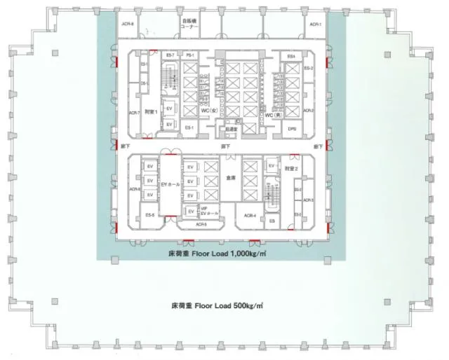 品川グランドセントラルタワーの基準階図面