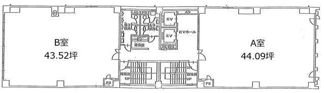 東武銀座第1ビル 4F 81.03坪（267.86m<sup>2</sup>）：基準階図面