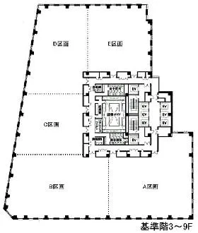 NBFコモディオ汐留ビルの基準階図面