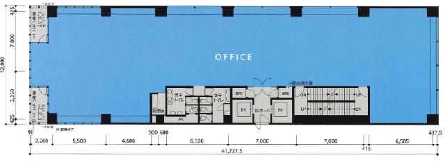 A-PLACE品川ビル 4F 122.63坪（405.38m<sup>2</sup>）：基準階図面
