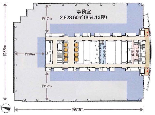 赤坂Bizタワーの基準階図面