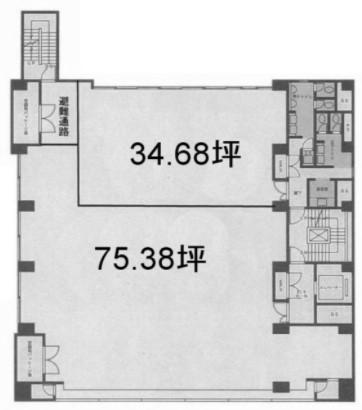 三田ソネットビル 3F 114.3坪（377.85m<sup>2</sup>）：基準階図面