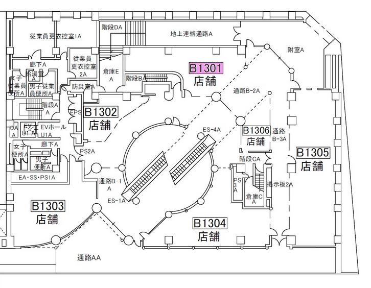新宿アイランドタワー B1F 22.34坪（73.85m<sup>2</sup>） 図面