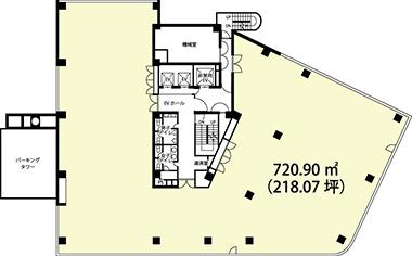 高輪泉岳寺駅前(旧:日石高輪)ビル 2F 65.91坪（217.88m<sup>2</sup>）：基準階図面