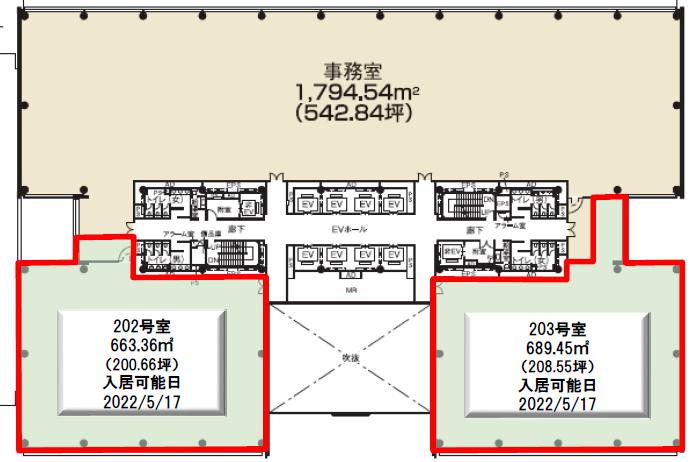 NBF豊洲キャナルフロント 2F 208.55坪（689.42m<sup>2</sup>） 図面