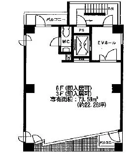 渋谷第3KKビルの基準階図面