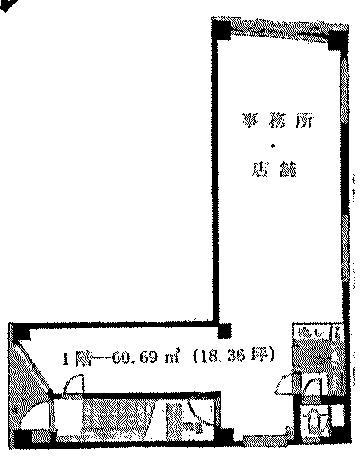 キンゴビル 3F 10.5坪（34.71m<sup>2</sup>）：基準階図面