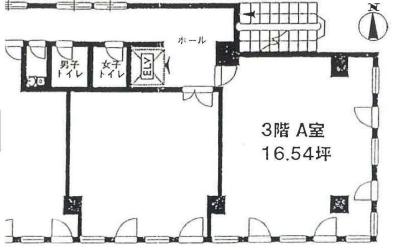 サンケエホワイトビル 3F 16.54坪（54.67m<sup>2</sup>） 図面