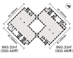 虎ノ門ツインビルディングの基準階図面