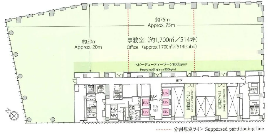 歌舞伎座タワーの基準階図面