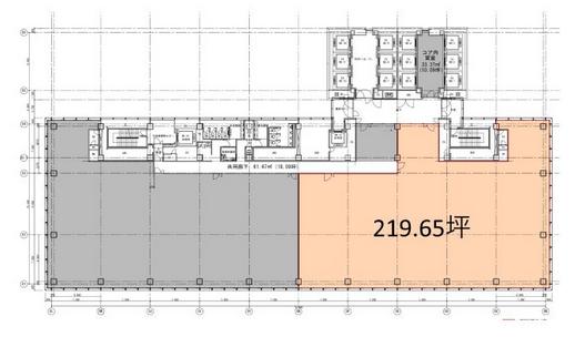 虎ノ門タワーズオフィス 14F 219.65坪（726.11m<sup>2</sup>） 図面