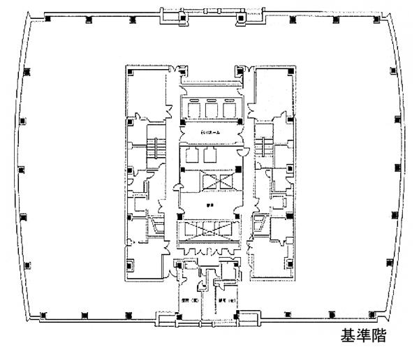ニューピア竹芝サウスタワー 21F 229.26坪（757.88m<sup>2</sup>）：基準階図面