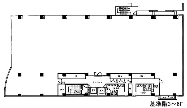 青山(SEIZAN)ビル 3F 156.69坪（517.98m<sup>2</sup>）：基準階図面