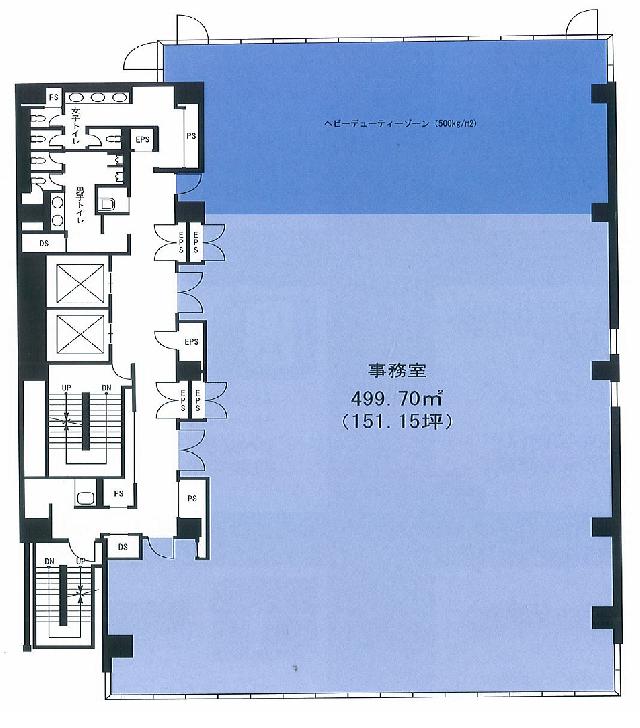 相鉄田町ビル 2F 151.16坪（499.70m<sup>2</sup>）：基準階図面