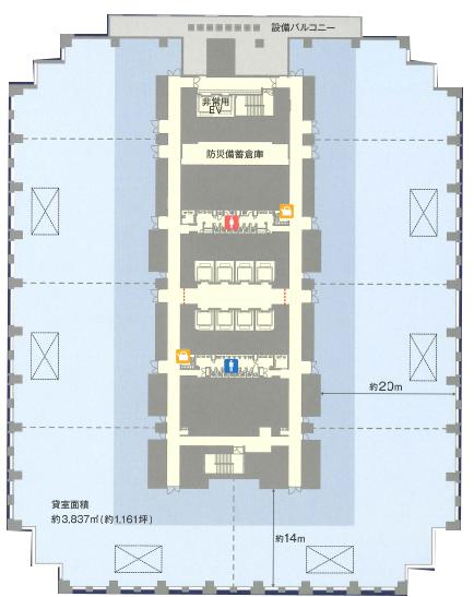 神谷町トラストタワー(東京ワールドゲート) 2F 95.2坪（314.71m<sup>2</sup>） 図面