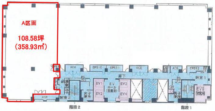 晴海アイランドトリトンスクエアオフィスタワーW 4F 108.58坪（358.94m<sup>2</sup>） 図面