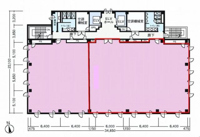 西台NCビル 4F 170.34坪（563.10m<sup>2</sup>）：基準階図面