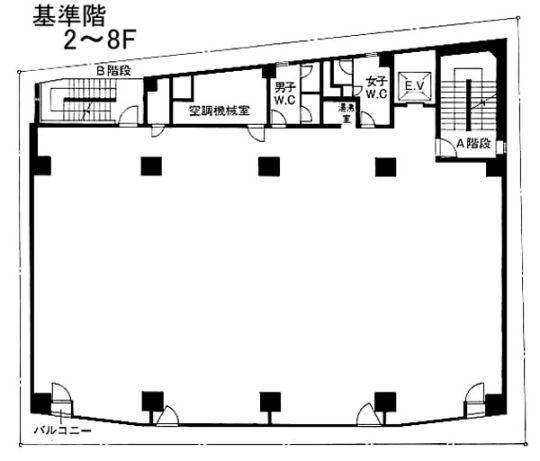 長田ビル 6F 103.95坪（343.63m<sup>2</sup>）：基準階図面