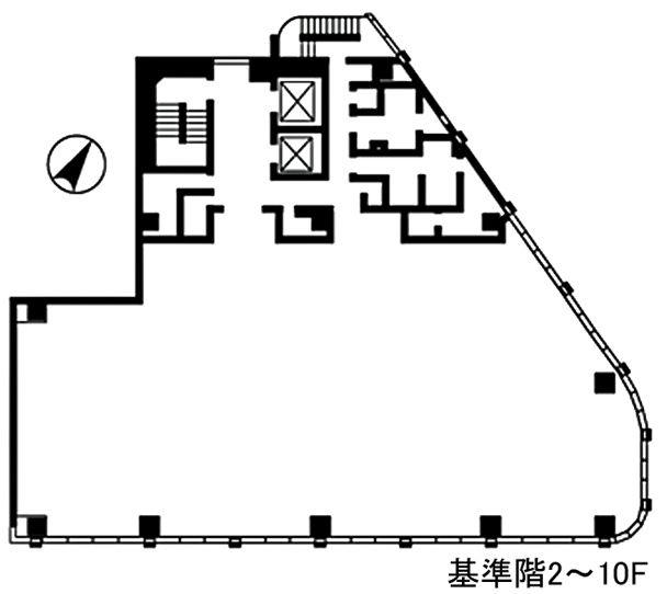 A-PLACE五反田ビル 4F 130.08坪（430.01m<sup>2</sup>）：基準階図面