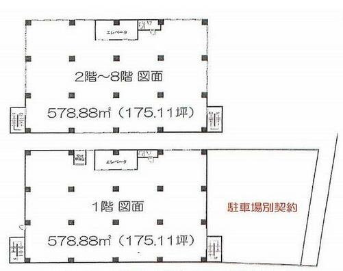 タチバナ天王洲ビル 1F～8F 1,400.88坪（4631.00m<sup>2</sup>）：基準階図面