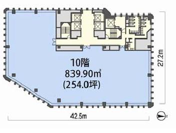 ATT新館ビル 11F 147.2坪（486.61m<sup>2</sup>）：基準階図面