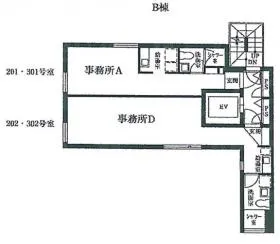 南平台ビルB棟ビルの基準階図面