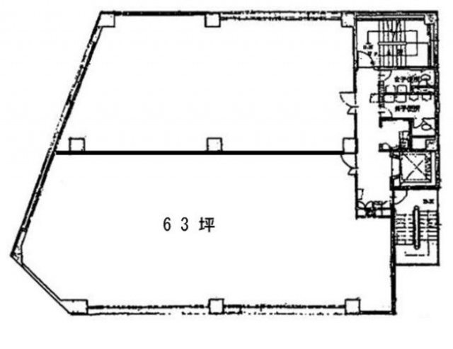 第3久我屋ビル 3F 107坪（353.71m<sup>2</sup>）：基準階図面