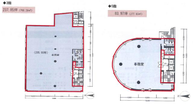 DT外苑ビル 3F 237.85坪（786.27m<sup>2</sup>）：基準階図面