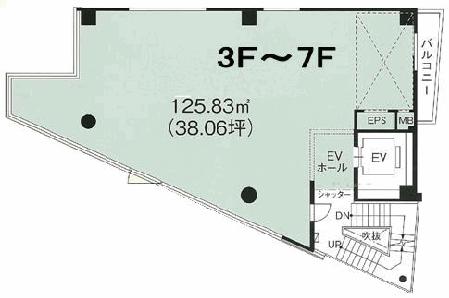 Naias神宮前 1F～3F 108.82坪（359.73m<sup>2</sup>）：基準階図面