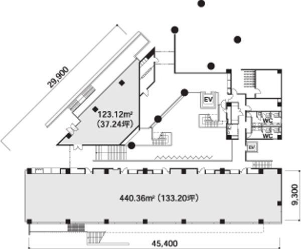クエストコート原宿ビル 2F 82.02坪（271.14m<sup>2</sup>）：基準階図面