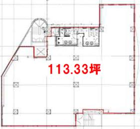 代々木TRビル 3F 113.33坪（374.64m<sup>2</sup>）：基準階図面