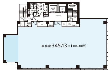 A-PLACE代々木ビル 4F 104.4坪（345.12m<sup>2</sup>）：基準階図面