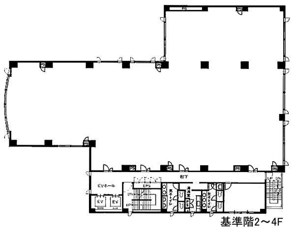 代々木かえつビル 2F 125.52坪（414.94m<sup>2</sup>）：基準階図面