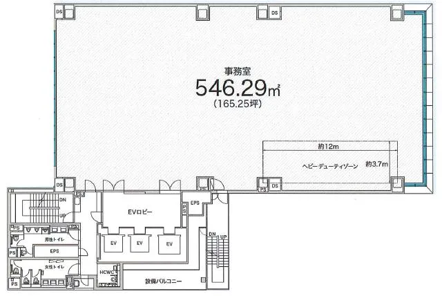 ヒューリックJP赤坂ビルの基準階図面